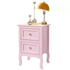 Tables de chevet Karl Home 2 tiroirs en MDF (panneau de fibres à densité moyenne) roses de 40 cm de largeur