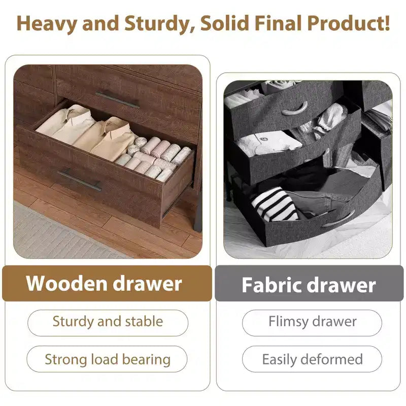 Commode 6 tiroirs pour chambre à coucher, commode en bois de 132 cm de large avec pieds en métal, organisateur de rangement pour vêtements, meuble TV pour couloir