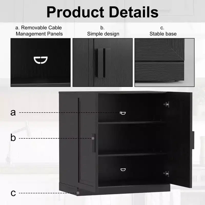 MAYEERTY Armoire de rangement autonome en bois, meuble de rangement décoratif pour la maison, le bureau, les petits espaces, noir, 31*31*16 po