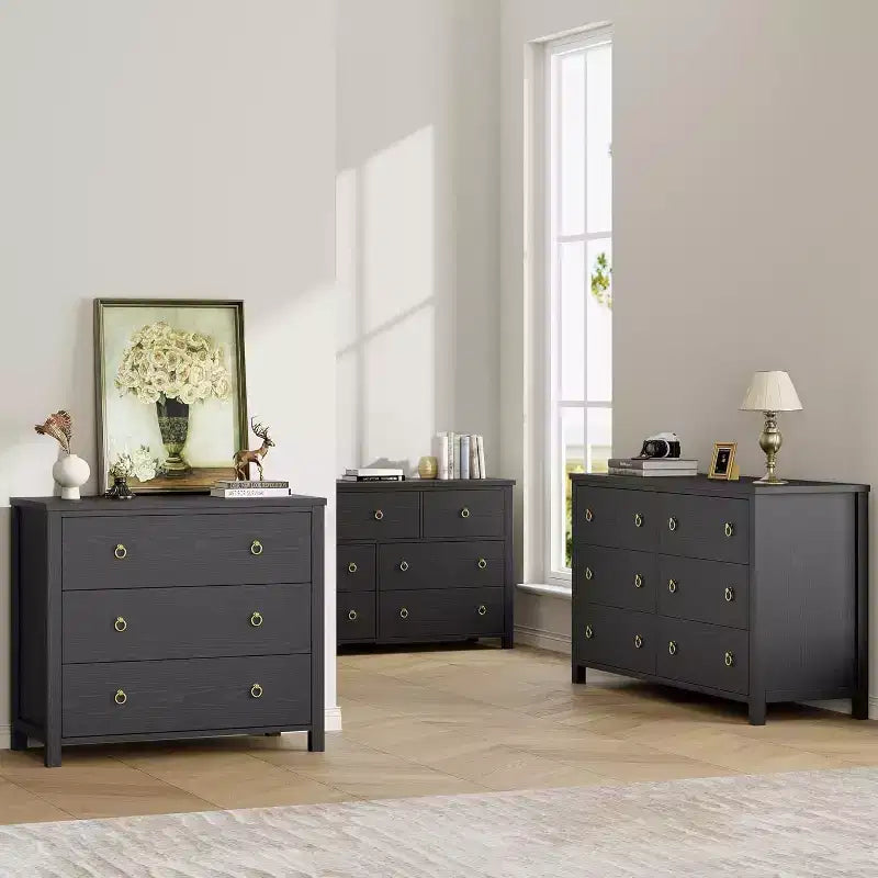 Commode à 7 tiroirs, commode de rangement en bois moderne, meuble TV, organisateur de tiroirs en bois avec poignées pour chambre, salon, couloir, blanc