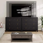 Commode à 7 tiroirs, commode de rangement en bois moderne, meuble TV, organisateur de tiroirs en bois avec poignées pour chambre, salon, couloir, blanc