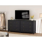Commode à 7 tiroirs, commode de rangement en bois moderne, meuble TV, organisateur de tiroirs en bois avec poignées pour chambre, salon, couloir, blanc