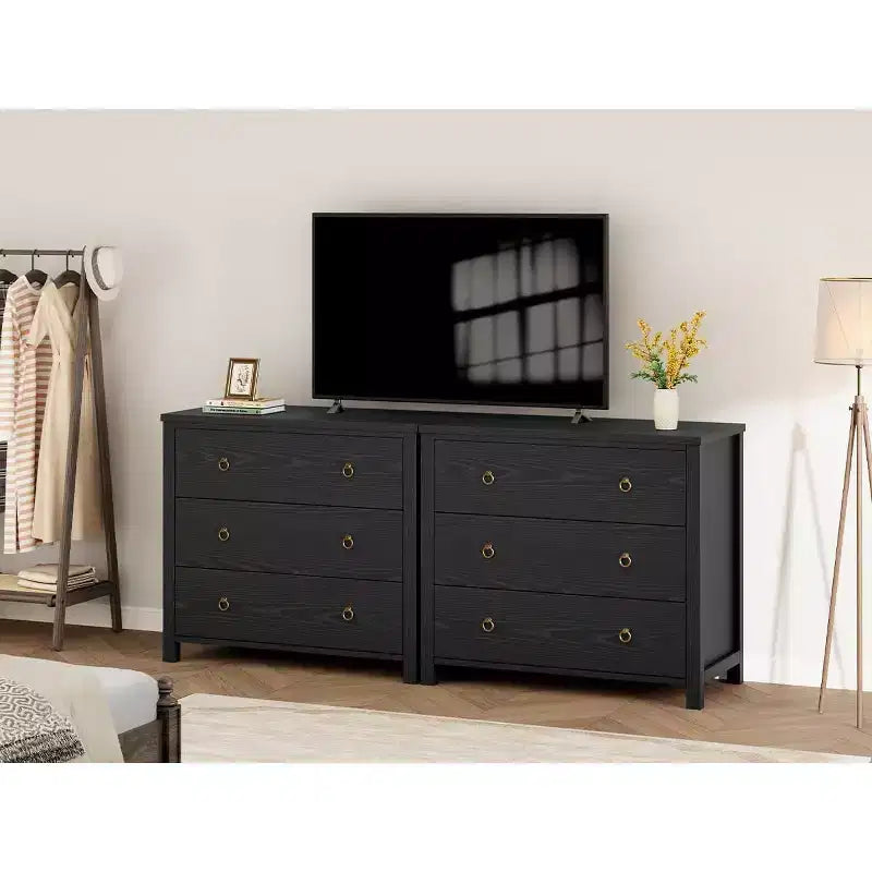 Commode à 7 tiroirs, commode de rangement en bois moderne, meuble TV, organisateur de tiroirs en bois avec poignées pour chambre, salon, couloir, blanc