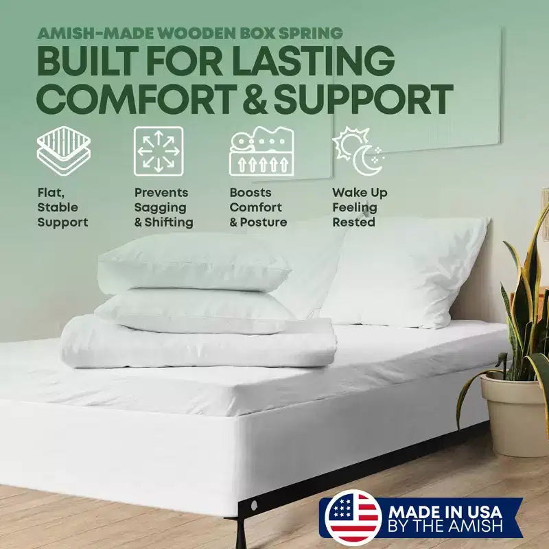 Continental Sleep, sommier tapissier jumeau non assemblé pour lit jumeau, sommier tapissier en bois de 10 pouces seulement, emballé à plat, assemblage facile, blanc