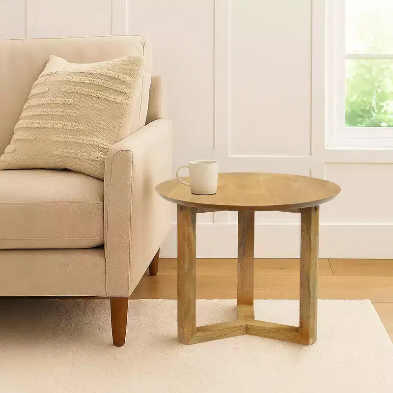 Table d'appoint ronde artisanale Royal Hampton 18.5 | Bois de manguier