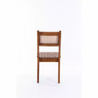 GDFStudio Karter Chaise de salle à manger moderne en bois d'hévéa et similicuir avec dossier en rotin (Lot de 2)
