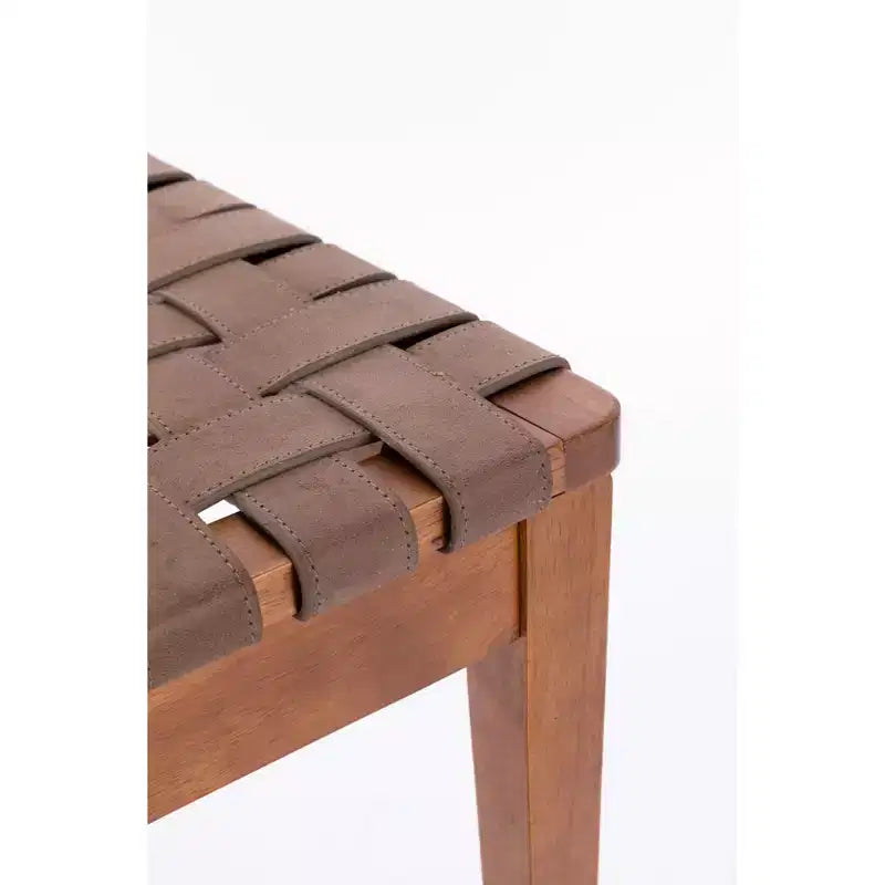 GDFStudio Karter Chaise de salle à manger moderne en bois d'hévéa et similicuir avec dossier en rotin (Lot de 2)