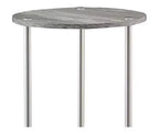 Table d'appoint ronde à deux niveaux HomeStock Belmont avec pieds en acier inoxydable, étagères robustes en panneaux de particules et style moderne contemporain.