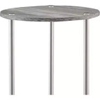 Table d'appoint ronde à deux niveaux HomeStock Belmont avec pieds en acier inoxydable, étagères robustes en panneaux de particules et style moderne contemporain.