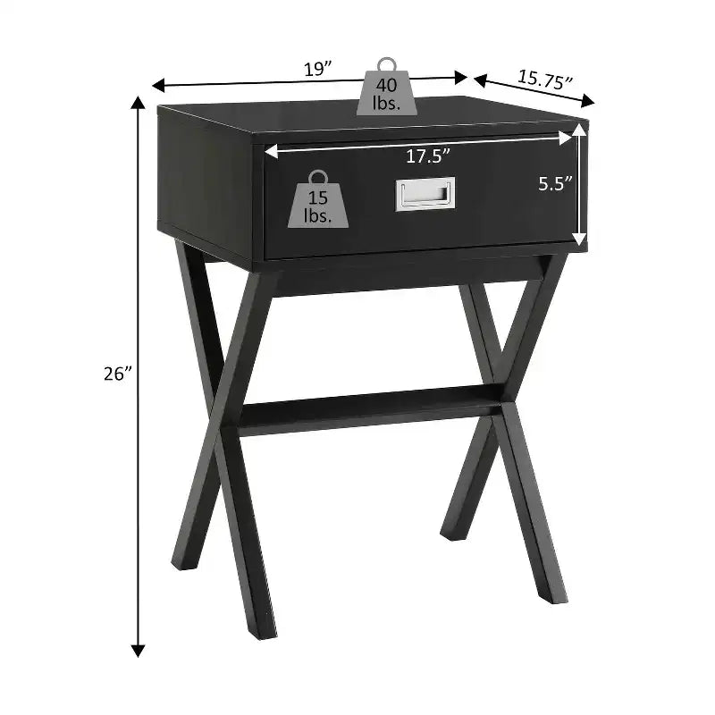 Table d'appoint Belmont HomeStock avec tiroir spacieux et large surface, table d'appoint de rangement moderne pour lampes, décorations et usage quotidien dans le salon