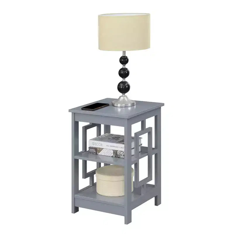Table d'appoint carrée HomeStock Belmont avec conception à concept ouvert, étagères spacieuses et cadre symétrique, table d'appoint moderne pour salon