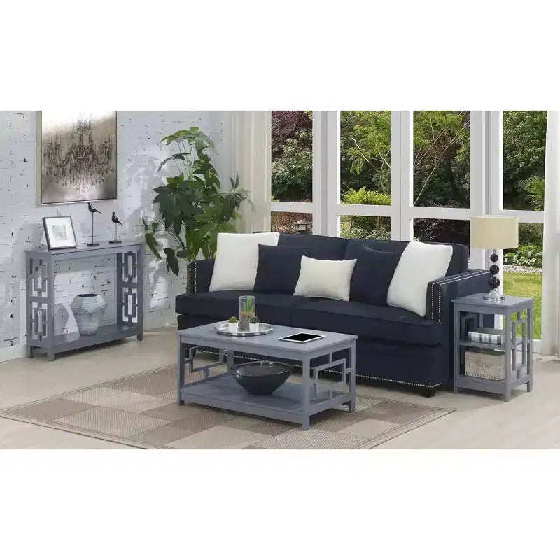 Table d'appoint carrée HomeStock Belmont avec conception à concept ouvert, étagères spacieuses et cadre symétrique, table d'appoint moderne pour salon
