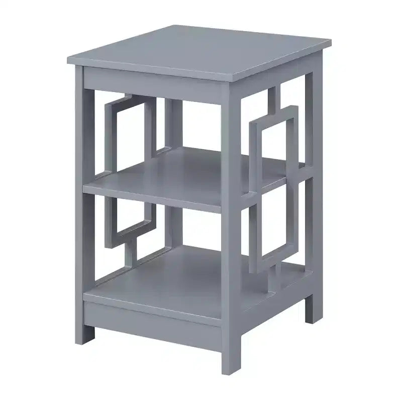 Table d'appoint carrée HomeStock Belmont avec conception à concept ouvert, étagères spacieuses et cadre symétrique, table d'appoint moderne pour salon