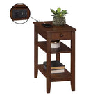 Table d'appoint HomeStock Belmont avec tiroir, station de charge intégrée, ports USB et trois étagères, table d'appoint moderne pour le rangement à domicile