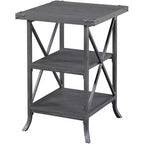 Table d'appoint Belmont de HomeStock avec plateau spacieux, étagère inférieure ouverte, cadre en métal thermolaqué et design rustique moderne