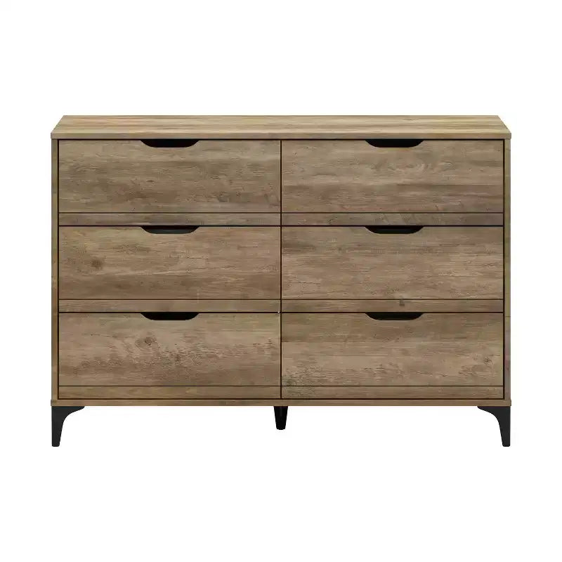 Commode Galano Lilay 6 tiroirs (Interlock) - Chêne noueux