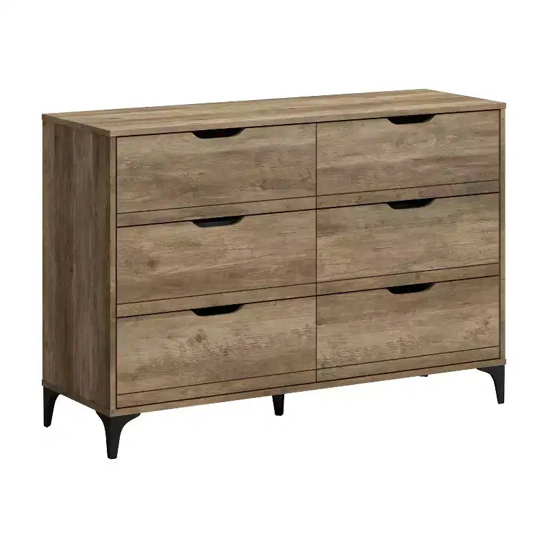 Commode Galano Lilay 6 tiroirs (Interlock) - Chêne noueux