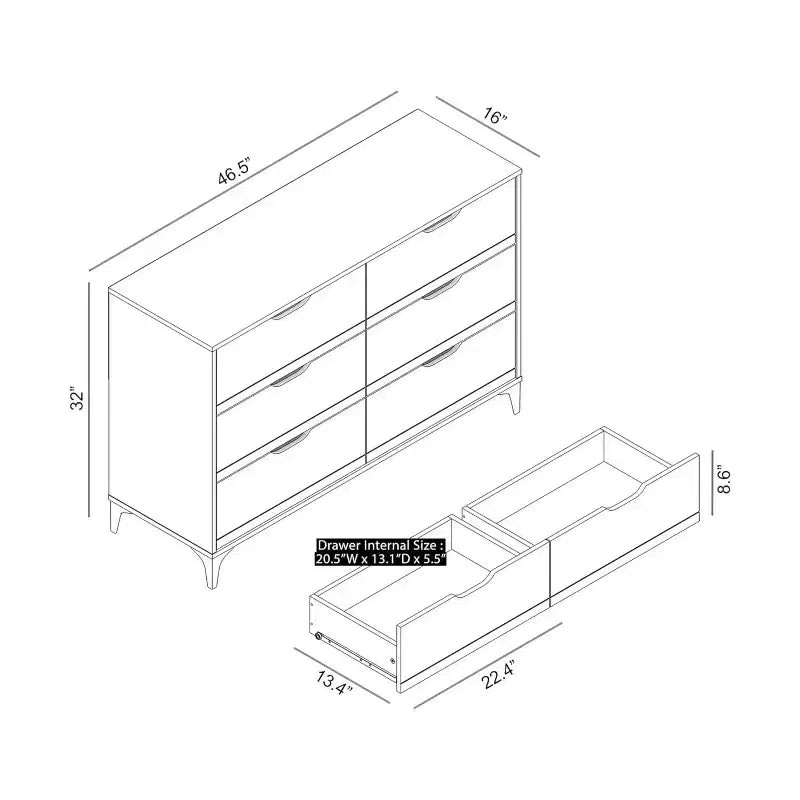 Commode Galano Lilay 6 tiroirs (Interlock) - Chêne noueux