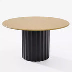Table à manger ronde en bois PexFix 52, table de cuisine pour 4 à 6 personnes avec plateau aux bords arrondis et piédestal cannelé pour salon/salle à manger/bureau, couleur naturelle