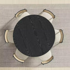 PexFix Table de salle à manger ronde en bois massif de 132 cm de hauteur pour 4 à 6 personnes, avec plateau et piètement conique, pour salon/salle à manger, café, bureau, noire