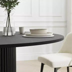 PexFix Table de salle à manger ronde en bois massif de 132 cm de hauteur pour 4 à 6 personnes, avec plateau et piètement conique, pour salon/salle à manger, café, bureau, noire