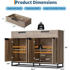 Buffet bahut moderne de 139,7 cm – Meuble de rangement de cuisine avec 2 tiroirs et 4 portes pour salle à manger