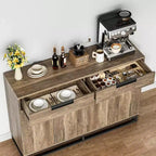 Buffet bahut moderne de 139,7 cm – Meuble de rangement de cuisine avec 2 tiroirs et 4 portes pour salle à manger