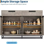 Buffet bahut moderne de 139,7 cm – Meuble de rangement de cuisine avec 2 tiroirs et 4 portes pour salle à manger