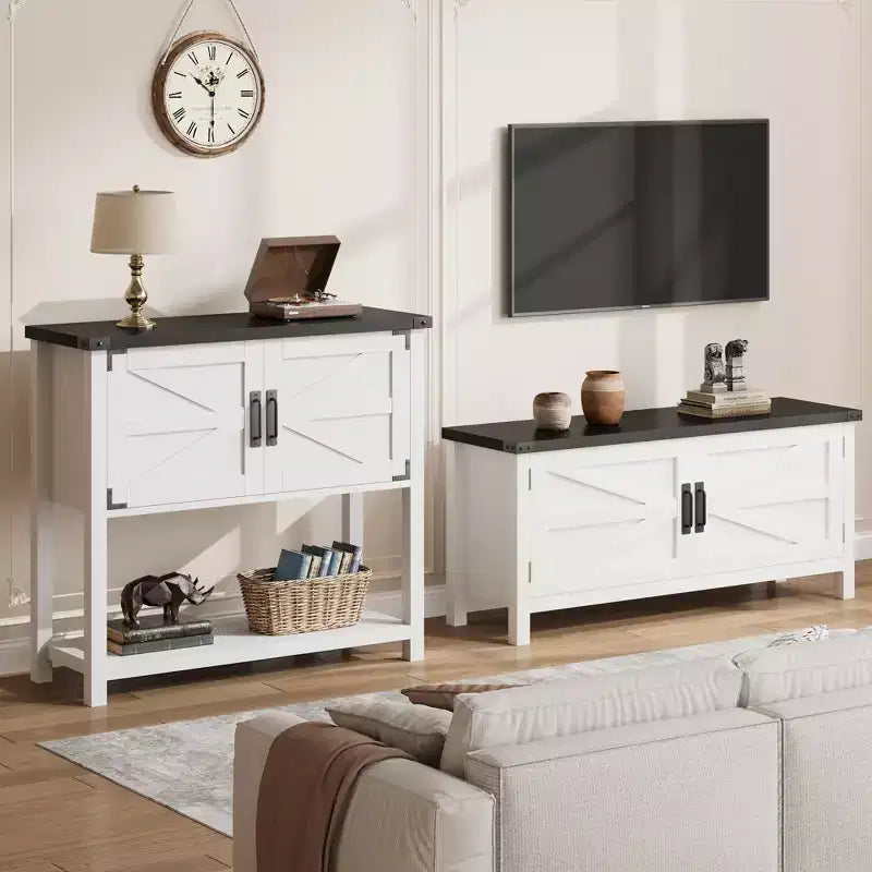 Bahut de ferme avec armoire à 2 portes et étagère, console en bois avec rangement pour la cuisine, le couloir, la salle à manger