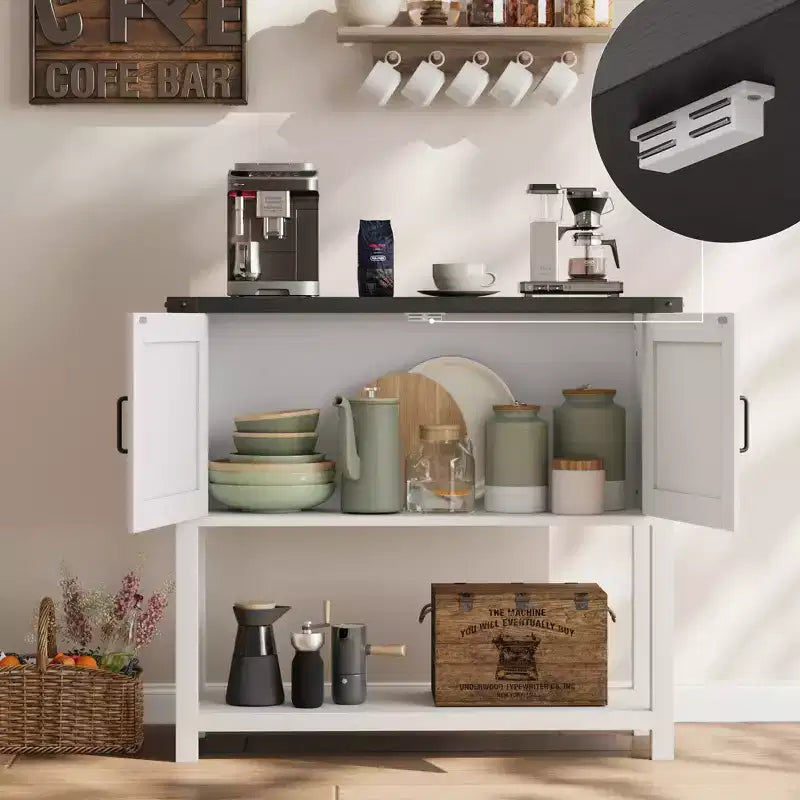 Bahut de ferme avec armoire à 2 portes et étagère, console en bois avec rangement pour la cuisine, le couloir, la salle à manger