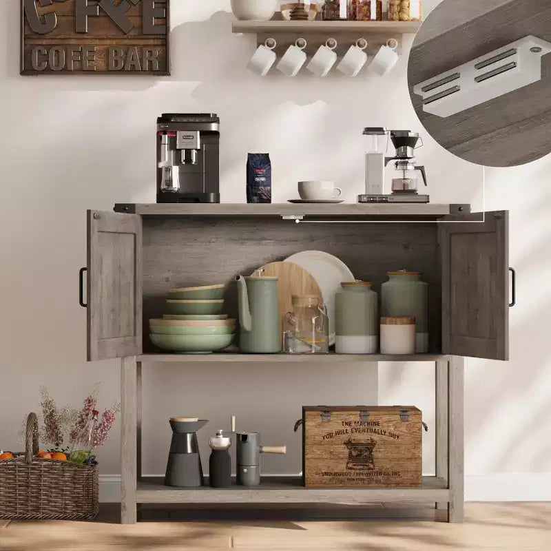 Bahut de ferme avec armoire à 2 portes et étagère, console en bois avec rangement pour la cuisine, le couloir, la salle à manger
