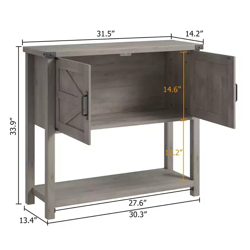 Bahut de ferme avec armoire à 2 portes et étagère, console en bois avec rangement pour la cuisine, le couloir, la salle à manger