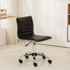 Chaise de bureau Okak réglable par vérin pneumatique, chaise de bureau ergonomique avec base en métal chromé, chaise pivotante à 360° pour l'étude et la salle de lecture