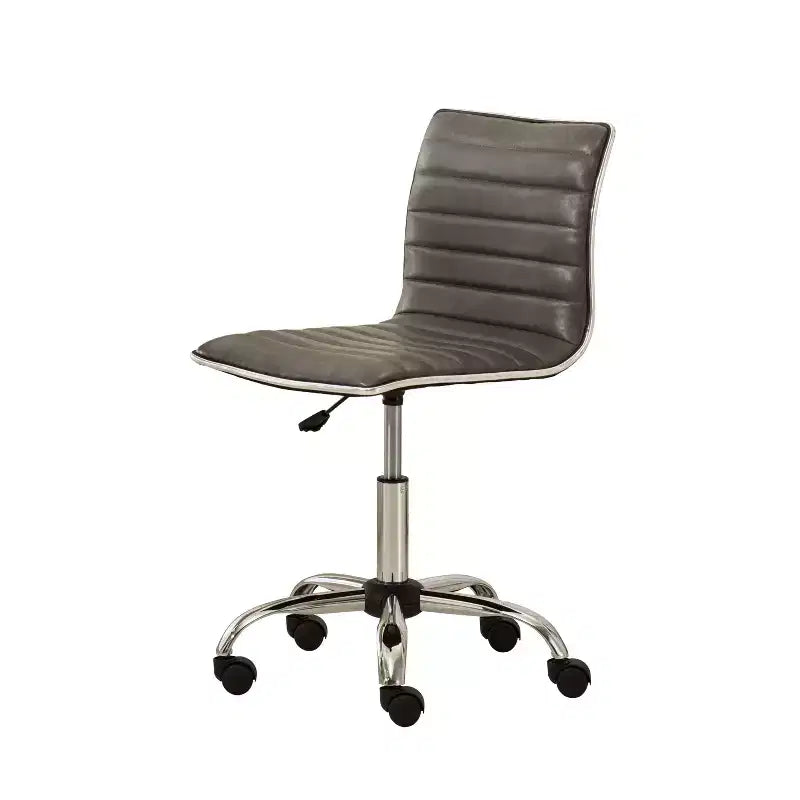 Chaise de bureau Okak réglable par vérin pneumatique, chaise de bureau ergonomique avec base en métal chromé, chaise pivotante à 360° pour l'étude et la salle de lecture
