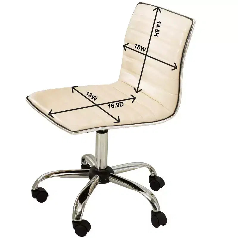 Chaise de bureau Okak réglable par vérin pneumatique, chaise de bureau ergonomique avec base en métal chromé, chaise pivotante à 360° pour l'étude et la salle de lecture