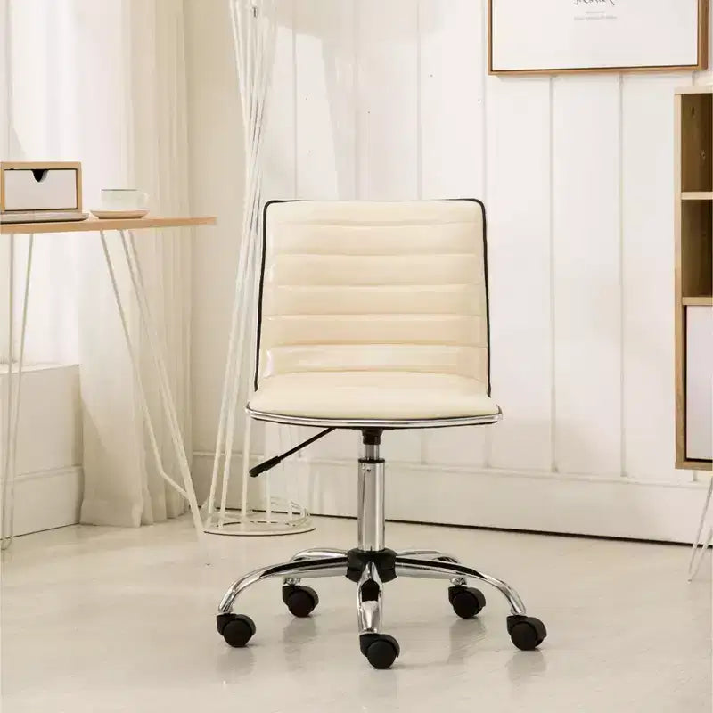 Chaise de bureau Okak réglable par vérin pneumatique, chaise de bureau ergonomique avec base en métal chromé, chaise pivotante à 360° pour l'étude et la salle de lecture