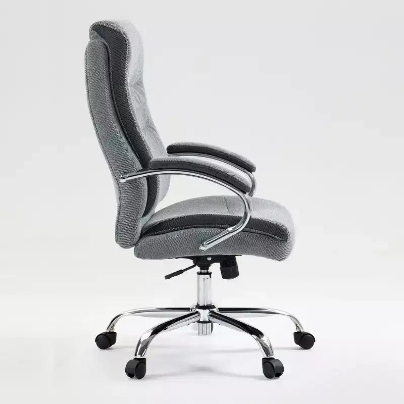 Chaise de bureau à dossier haut Okak, Chaise de bureau rembourrée avec hauteur réglable et roulettes, Chaise confortable pour salle de lecture, bureau