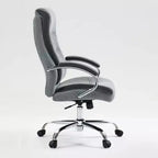 Chaise de bureau à dossier haut Okak, Chaise de bureau rembourrée avec hauteur réglable et roulettes, Chaise confortable pour salle de lecture, bureau