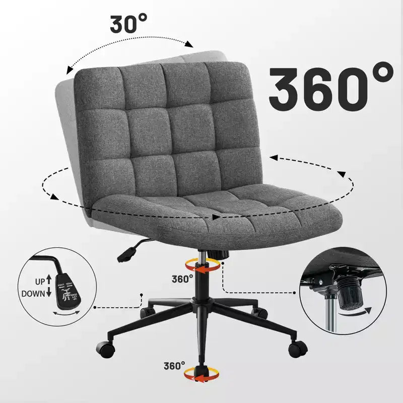 Chaises de bureau Okak 360 pivotantes, sans accoudoirs, réglables en hauteur et avec roulettes, confortables pour l'étude et la salle de lecture