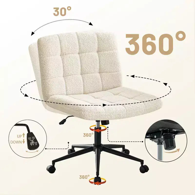 Chaises de bureau Okak 360 pivotantes, sans accoudoirs, réglables en hauteur et avec roulettes, confortables pour l'étude et la salle de lecture
