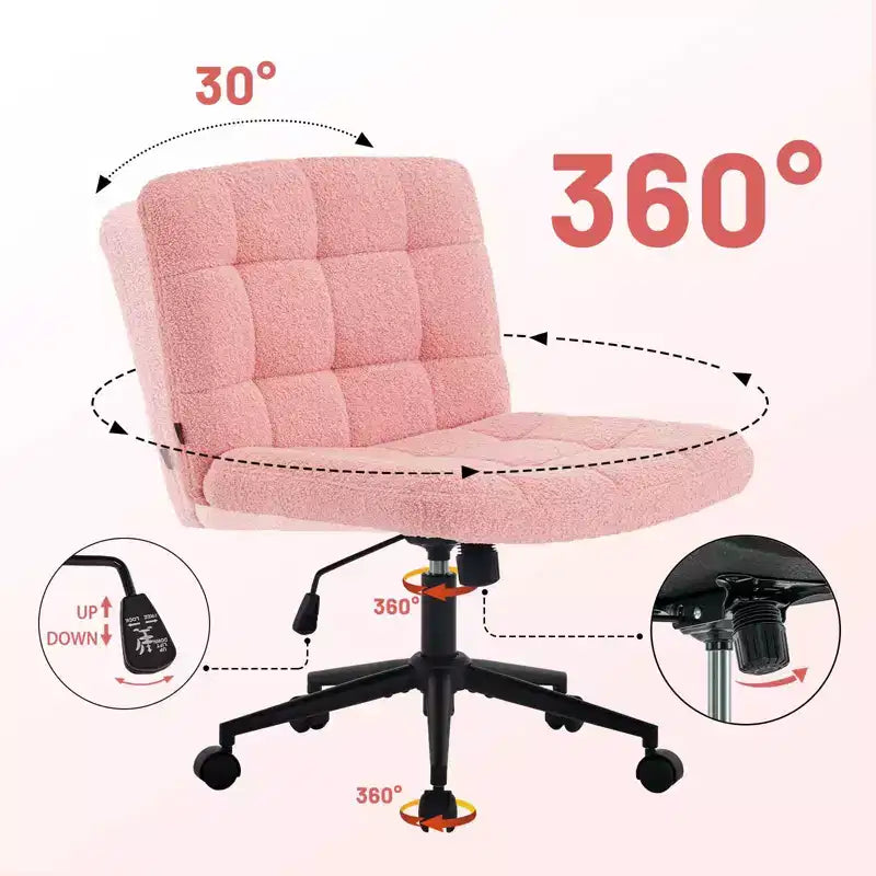 Chaises de bureau Okak 360 pivotantes, sans accoudoirs, réglables en hauteur et avec roulettes, confortables pour l'étude et la salle de lecture