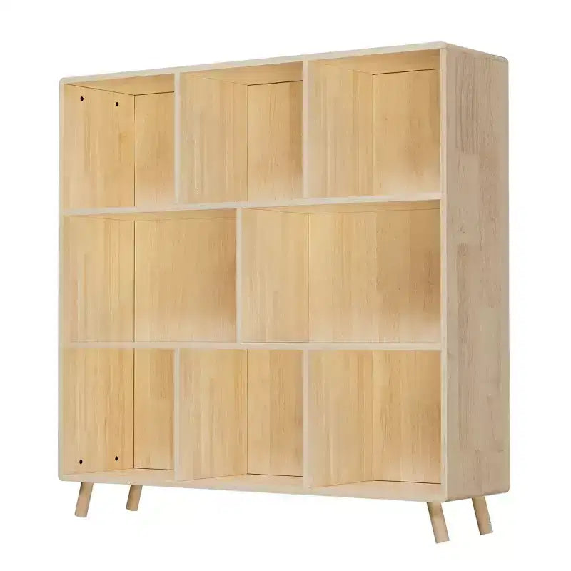 Bibliothèque moderne en pin Okak avec 7/8 compartiments, étagères fixes, rangement cubique pour salon