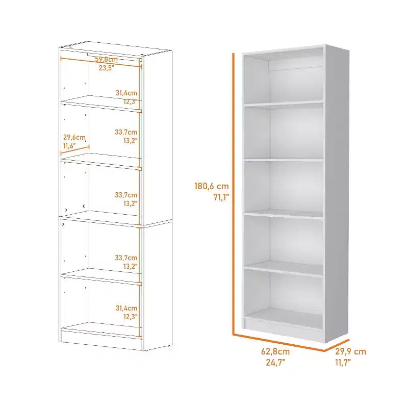 Okak - Étagère Minimaliste, Vitrine avec 5 Étagères Ouvertes, Organiseur de Rangement Autonome pour Salon, Bureau