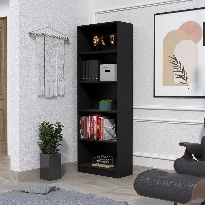 Okak - Étagère Minimaliste, Vitrine avec 5 Étagères Ouvertes, Organiseur de Rangement Autonome pour Salon, Bureau