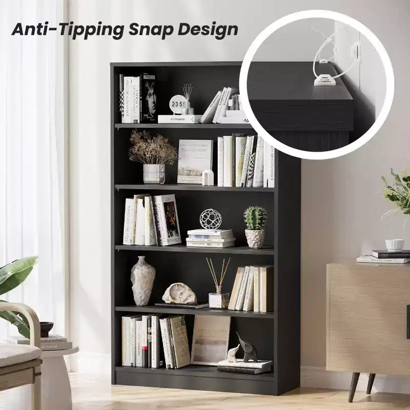 Okak Grande étagère de 152 cm, bibliothèque moderne à 5 niveaux ouverts, organiseur de rangement autoportant pour salon, bureau