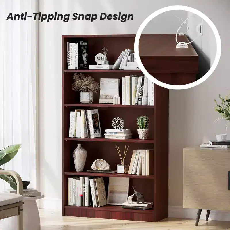 Okak Grande étagère de 152 cm, bibliothèque moderne à 5 niveaux ouverts, organiseur de rangement autoportant pour salon, bureau