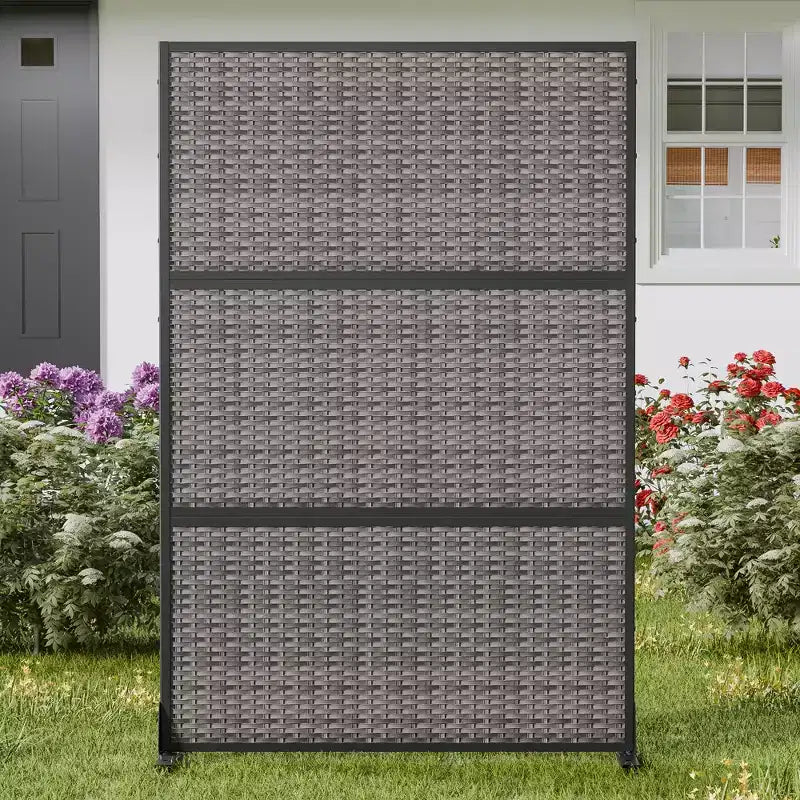 MAYEERTY Paravent tressé en rotin à motif croisé noir pour l'extérieur et l'intérieur, paravent décoratif autoportant pour balcon