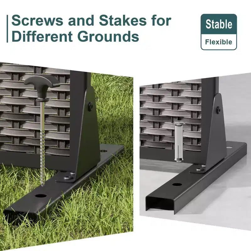 MAYEERTY Paravent tressé en rotin à motif croisé noir pour l'extérieur et l'intérieur, paravent décoratif autoportant pour balcon