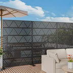 MAYEERTY Écran décoratif autoportant en acier galvanisé noir prismatique triangulaire, pour extérieur et intérieur
