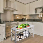 Table de travail pliable en acier inoxydable robuste avec étagère inférieure réglable, plan de travail certifié NSF pour cuisine commerciale, boulangerie ou usage domestique